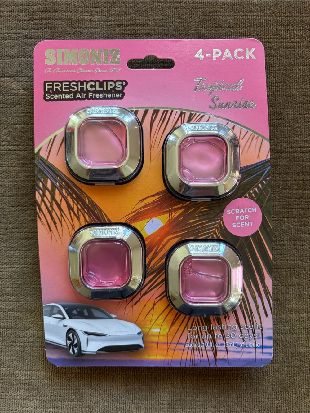 Pink FreshClips™ 4-Pack Car Air Freshener - Tropical Sunrise